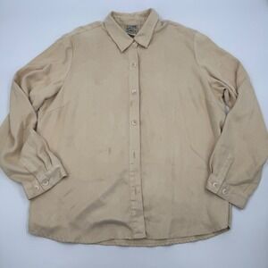 TravelSmith Womens Button Down‎ Shirt Long Sleeve Collared Beige XL